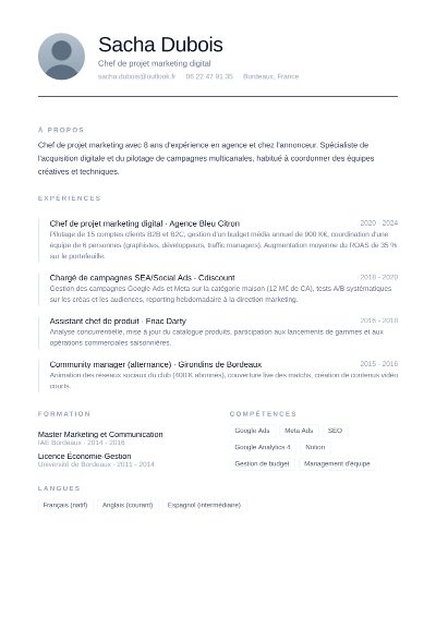 Template CV Minimaliste